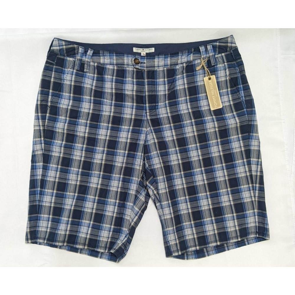 Size 16 new tommy Hilfiger madras blue plaid cotton shorts comfort comfortable